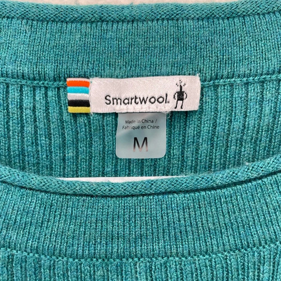 Smartwool Color Block Sweater Size Medium Blue/Green Ribbed Merino Wool Blend - Picture 6 of 9